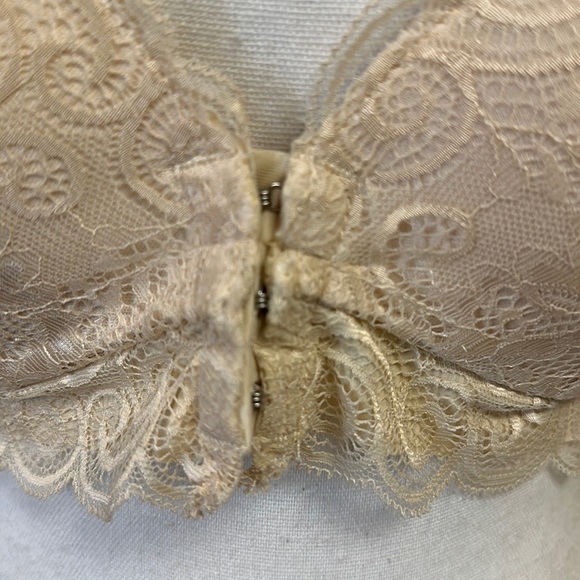 Women Solid Lace Bralette Front Closure Vest Wireless Deep V Bra 6L - Picture 7 of 9